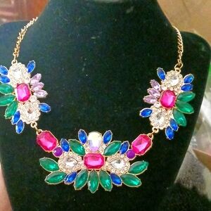 Colorful Crystal Three Section Ladies Necklace